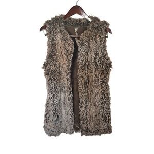 Anthropology Uncle Frank Shag Faux Fur‎ Vest Brown Size Medium Bohemian Western